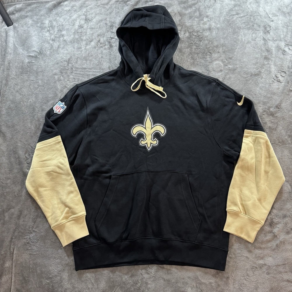 New Orleans Saints Nike Hoodie Mens L Black Gold Colorblock Performance DriFit